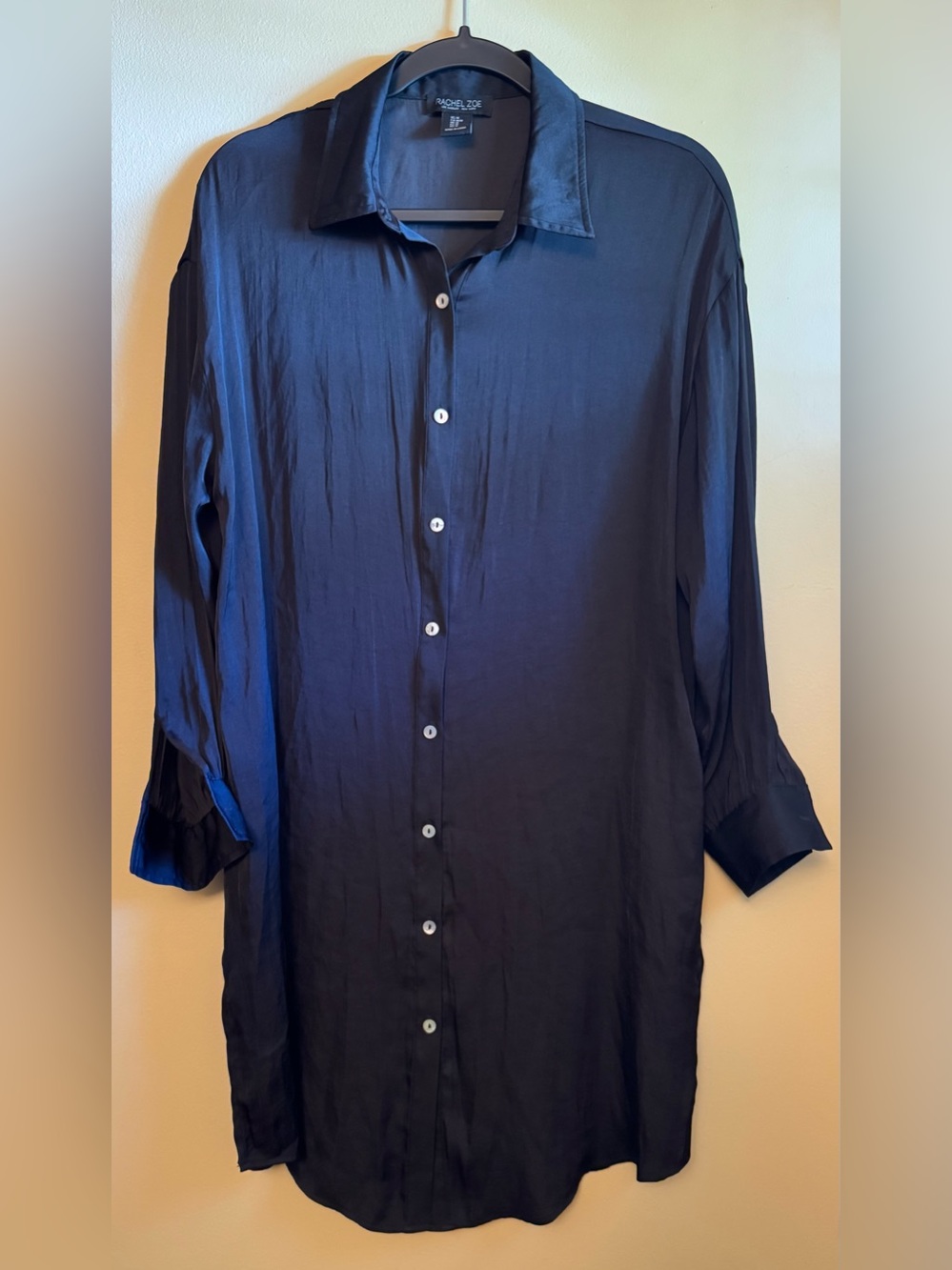 Rachel Zoe Women’s Navy Long-Sleeve Button-Down Shirt Dress